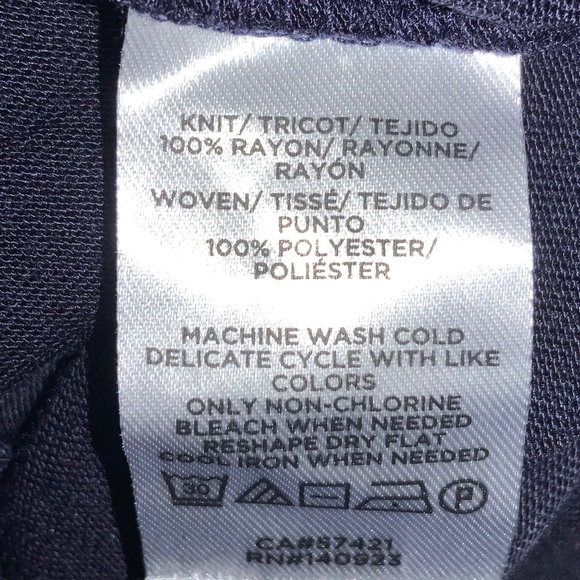 Loft navy knit blouse Sz M sheer glitter flutter sleeves keyhole back - Picture 6 of 6